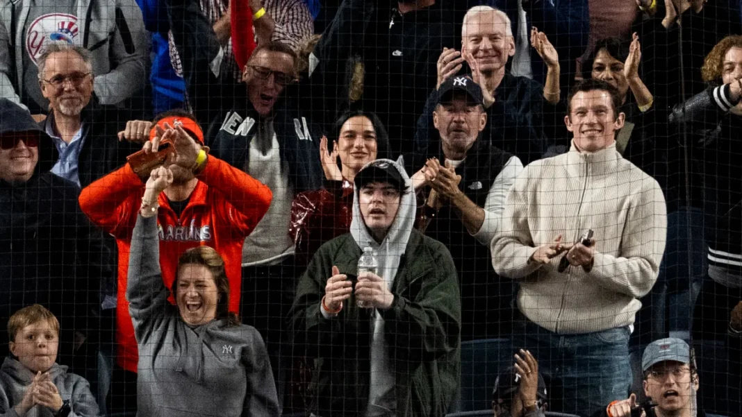Dua Lipa sits next to Marlins Man in hilarious crossover at Yankee Stadium