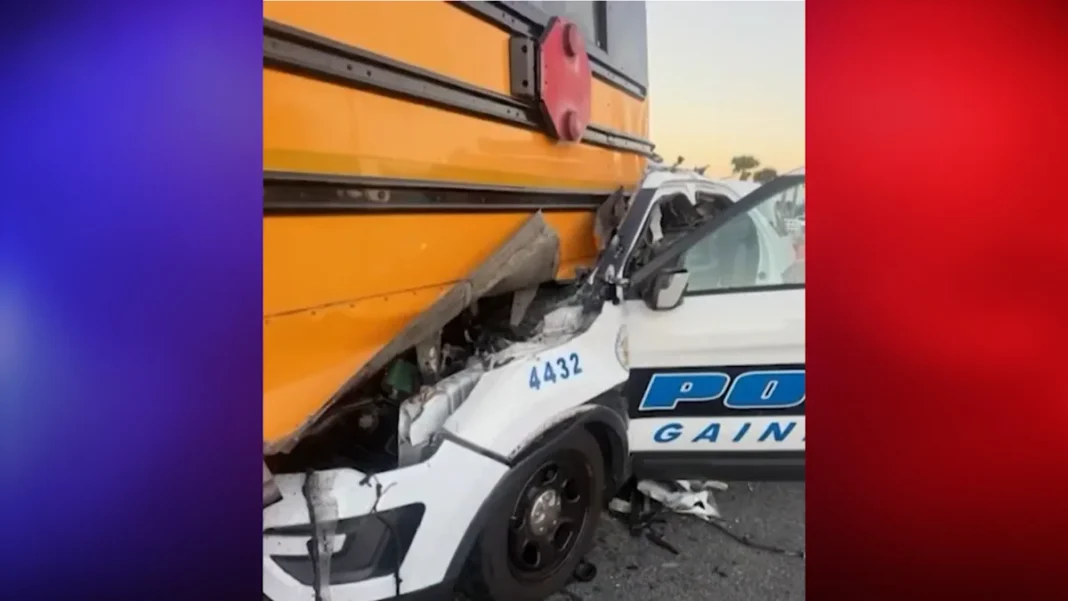Off-Duty Officer Crashes Into Stopped School Bus With Lights Flashing in Ocala