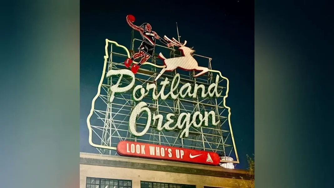 Blazers new guard Ja Morant joins Portland's iconic White Stag sign