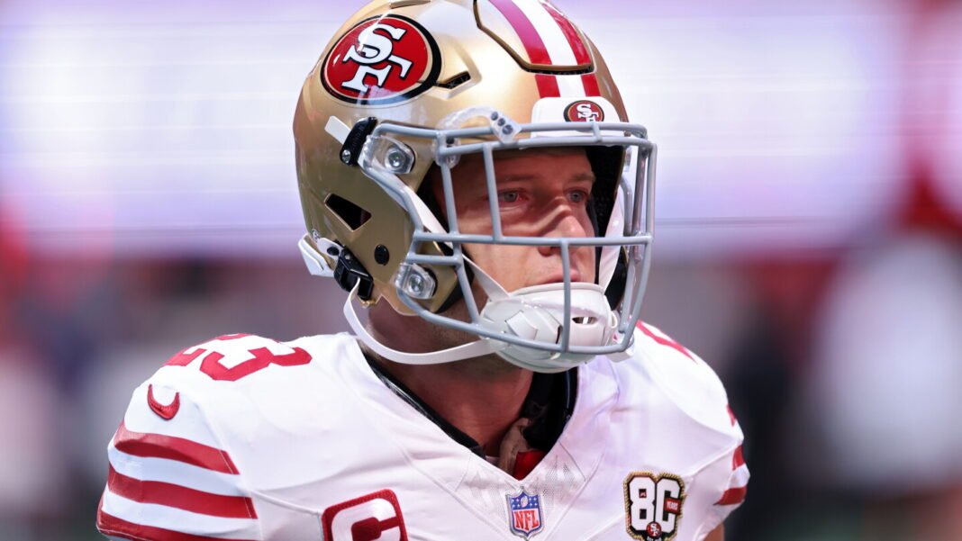 Christian McCaffrey leaps into the end zone on fourth down, 49ers lead Falcons
